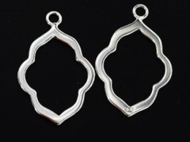 925 Sterling Silver Moroccan Style Drop Pendants 15x20 mm.