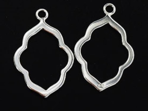 2 of 925 Sterling Silver Moroccan Style Drop Pendants 15x20 mm. Polish Finished