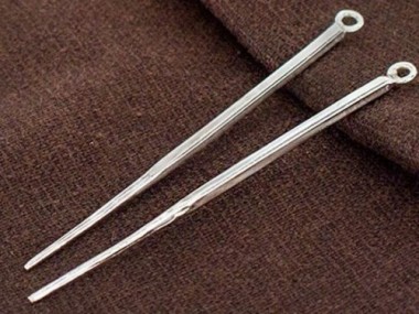 Karen Hill Tribe Silver Skinny Long Spike Pendants 2x62mm.