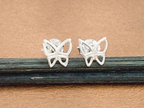 1 pair of 925 Sterling Silver small Butterfly Stud Earrings 6mm. Polish finished