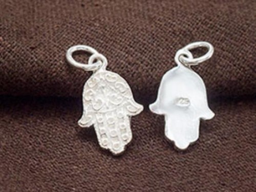 2 of 925 Sterling Silver Little Hamsa , Hand Of Fatima Charms 11x15 mm.