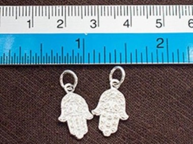 925 Sterling Silver Little Hamsa , Hand Of Fatima Charms 11x15 mm.