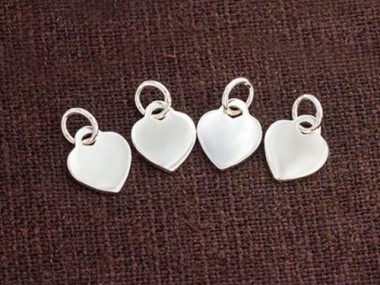 925 Sterling Silver Heart Charms 8x9 mm.