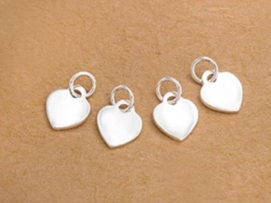 925 Sterling Silver Heart Charms 8x9 mm.