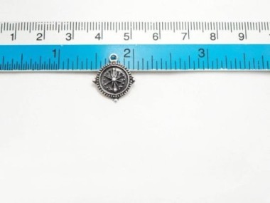 925 Sterling Silver Compass Printed Charms 12mm.