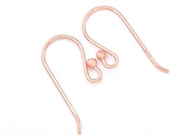 925 Sterling Silver Rose Gold Vermeil Style Earwires 8x19mm.