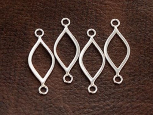 4 of 925 Sterling Silver Marquise Drop Links, Connectors 9x18mm.