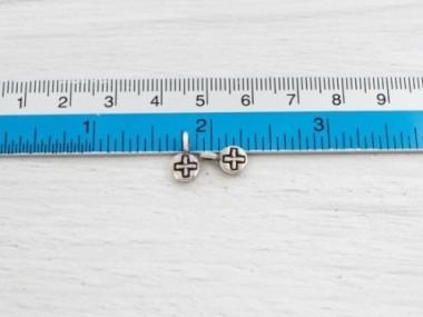 Karen Hill Tribe Silver Cross Printed Circle Disc Charms 6x2mm.