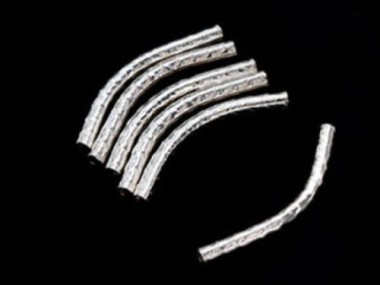 Karen Hill Tribe Silver Hammered Curve Beads 2x24mm.