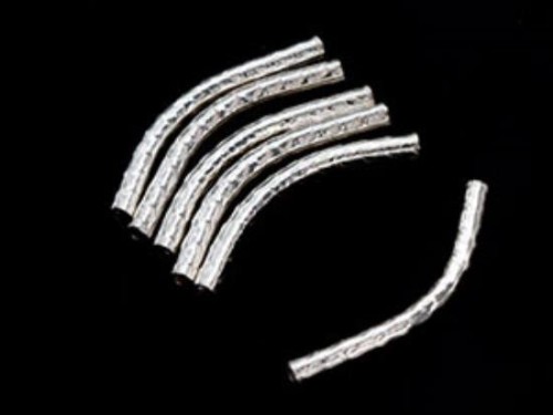 8 of Karen Hill Tribe Silver Hammered Curve Beads 2x24mm.