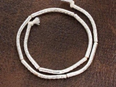 Karen Hill Tribe Silver Hammered Curve Beads 2x24mm.