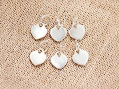 925 Sterling Silver Heart Charms 6x7 mm.