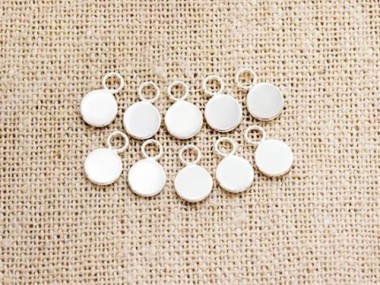 925 Sterling Silver Round Tag Charms 5mm