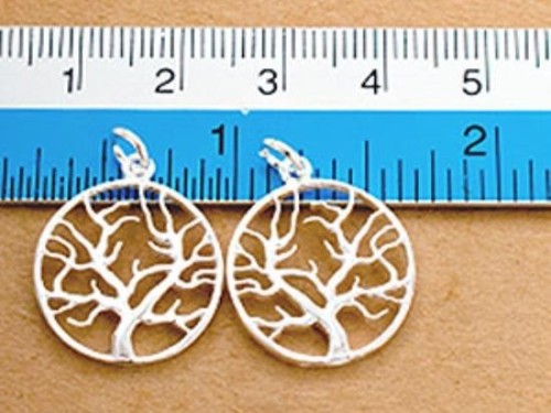 2 of 925 Sterling Silver Tree of Life Pendants 18 mm. Polish Finished.