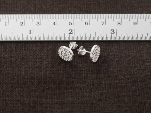 1 pair of 925 Sterling Silver Filigree Disc Stud Earrings 10.5mm.