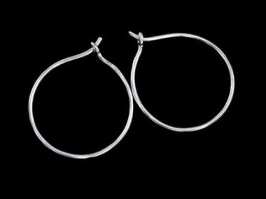 925 Sterling Silver Circle Hoop Earrings 20mm.