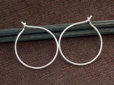 925 Sterling Silver Circle Hoop Earrings 20mm.