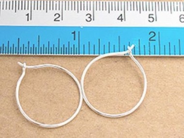 925 Sterling Silver Circle Hoop Earrings 20mm.