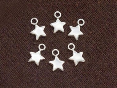 925 Sterling Silver Star Charms 6.5mm.,