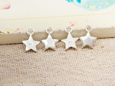 925 Sterling Silver Star Charms 6.5mm.,