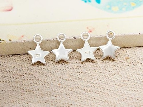 6 of 925 Sterling Silver Star Charms 6.5mm., Tiny Charms