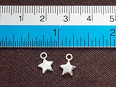 925 Sterling Silver Star Charms 6.5mm.,