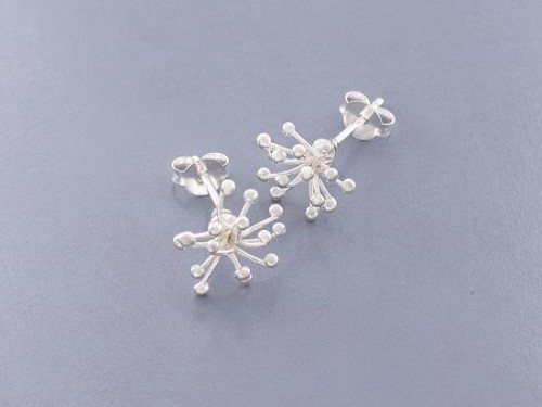 Karen Hill Tribe Silver 1 pair Flower Stud Earrings 10mm.