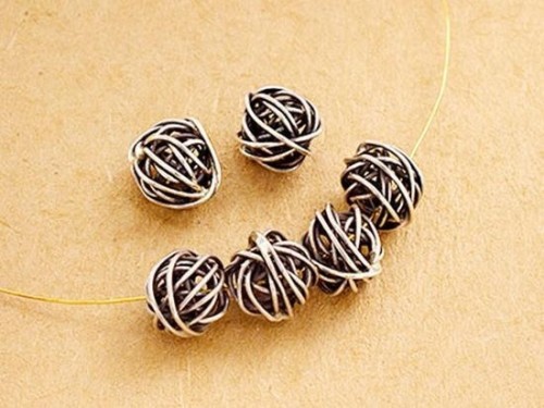 6 of Karen Hill Tribe Silver Wire Ball Beads 10mm.