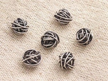 Karen Hill Tribe Silver Wire Ball Beads 10mm.