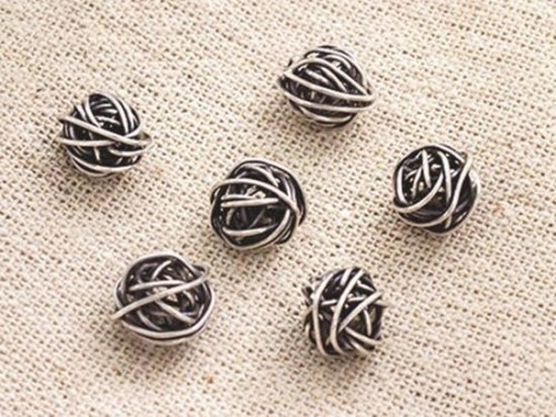 6 of Karen Hill Tribe Silver Wire Ball Beads 10mm.