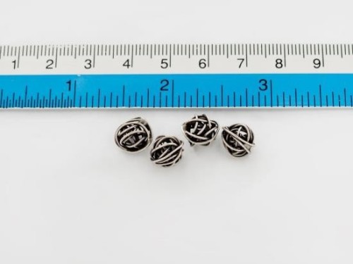 6 of Karen Hill Tribe Silver Wire Ball Beads 10mm.