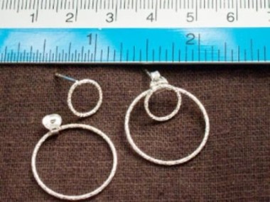 925 Sterling Silver Double Circle Ear Jacket Earrings 20 mm.