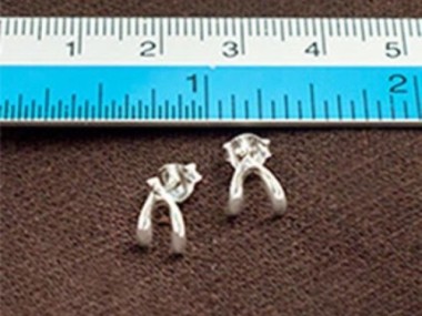 925 Sterling Silver Wishbone Stud Earrings 6x8mm.