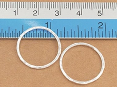 925 Sterling Silver Hammered Circle Closed Rings, Connectors 20mm.