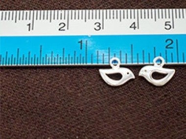 925 Sterling Silver Tiny Bird Charms 5x10mm.