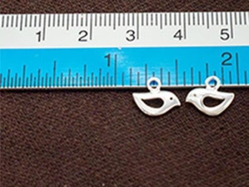 2 of 925 Sterling Silver Tiny Bird Charms 5x10mm. Polished Finish