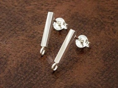 925 Sterling Silver Bar Stud Earrings Post Findings 2x12mm.