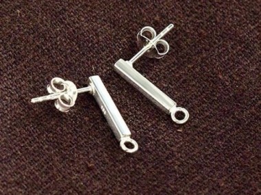 925 Sterling Silver Bar Stud Earrings Post Findings 2x12mm.