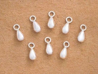 10 of 925 Sterling Silver Little Dewdrop Charms 3x5mm.