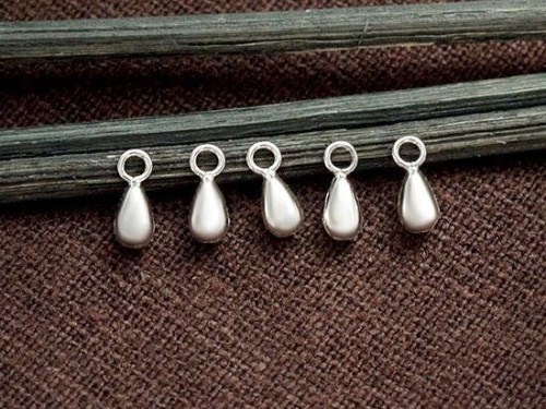 10 of 925 Sterling Silver Little Dewdrop Charms 3x5mm.