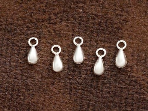 10 of 925 Sterling Silver Little Dewdrop Charms 3x5mm.