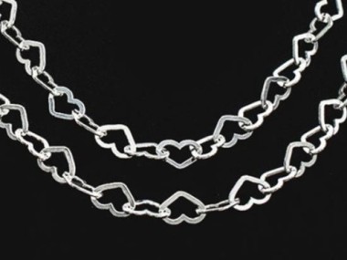 925 Sterling Silver Heart Chain 3 x 4.5 mm.