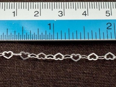 925 Sterling Silver Heart Chain 3 x 4.5 mm.