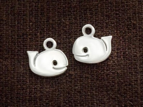 2 of 925 Sterling Silver Fish Charms 8x11mm.