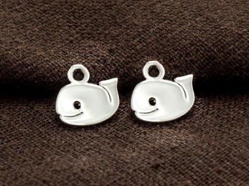 2 of 925 Sterling Silver Fish Charms 8x11mm.