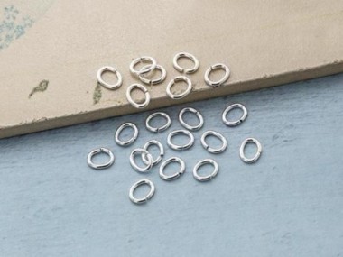 925 Sterling Silver Oval Opened Jump Rings 4.5x5.5 mm.