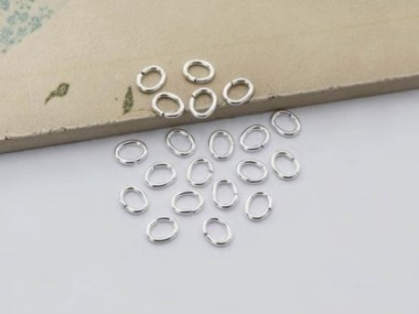 925 Sterling Silver Oval Opened Jump Rings 4.5x5.5 mm.