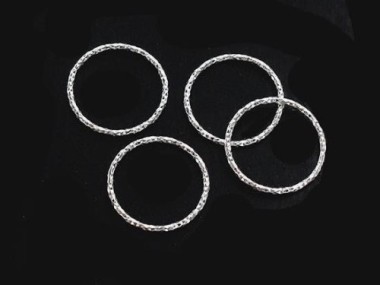 925 Sterling Silver Diamond Cut Circle Links, Connectors 15x1 mm.