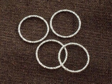 925 Sterling Silver Diamond Cut Circle Links, Connectors 15x1 mm.