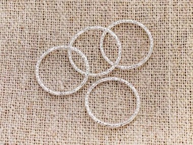 925 Sterling Silver Diamond Cut Circle Links, Connectors 15x1 mm.